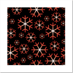 Red Christmas Snowflakes Pattern Posters and Art